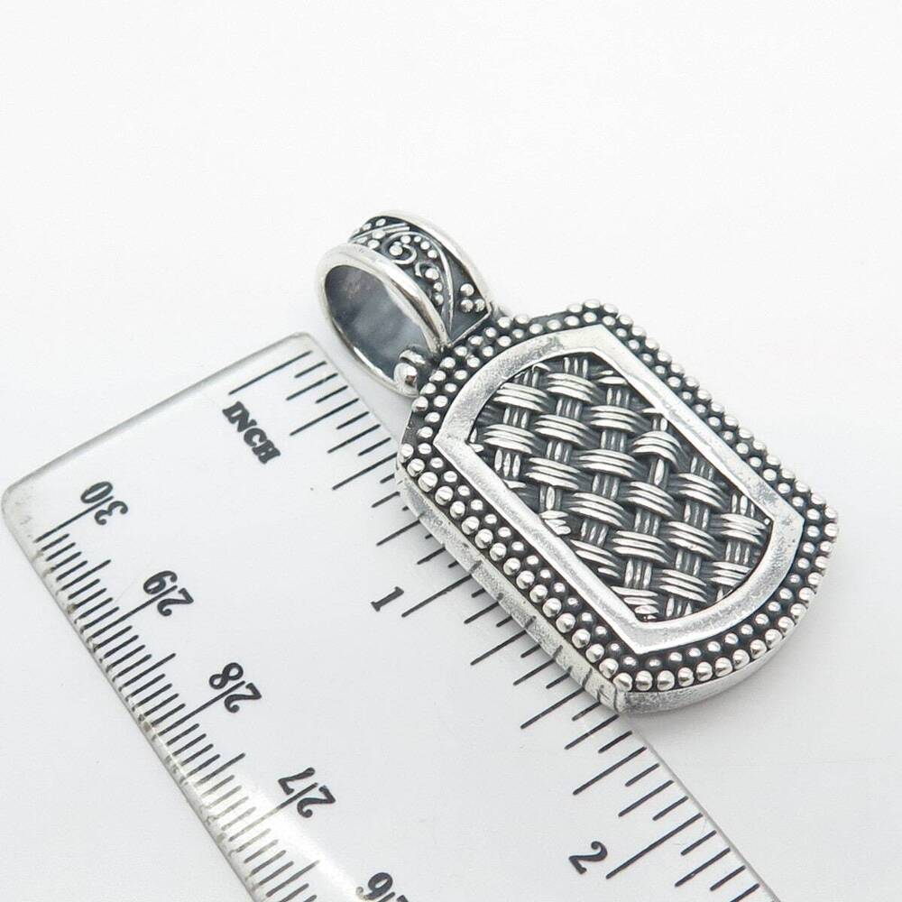925 Sterling Silver Vintage Suarti Bali Woven Beaded Pendant - Picture 3 of 8